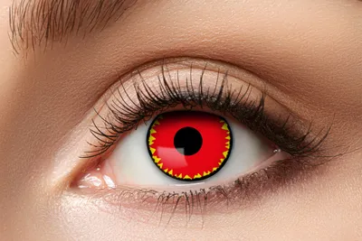Produktbild von Kontaktlinsen Zoelibat Eyecatcher Demonic Red 12 Monatslinsen Rot ohne Sehstärke Halloween Horror