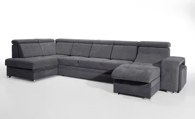 Produktbild von Robin Milan Ecksofa mit Schlaffunktion 2X Bettkasten 7X Kopfstützen 2X Hocker Sofa L-Form Schlafsofa Freistehende Eckcouch Schlafcouch Wohnzimmermöbel Wohnlandschaft Anthracite