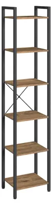 Produktbild von Bücherregal dunkles Walnussschwarz, Spanplatte und Stahl, 30 x 40 x 187,5 cm