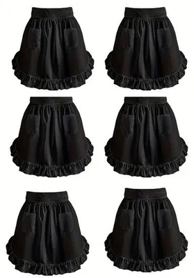 Produktbild von Vintage-Stoffschorten mit 6 Taschen in Schwarz