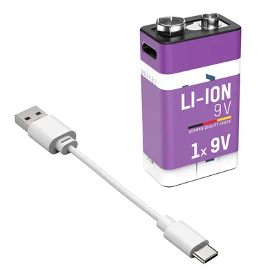 Produktbild von ANSMANN Akku 9V E-Block Typ-C Anschluss Li-Ion 340mAh, 1 Stück