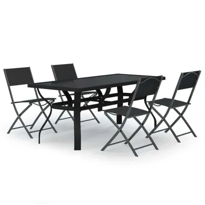Immagine prodotto di Set da Pranzo da Giardino 5 pz Grigio e Nero