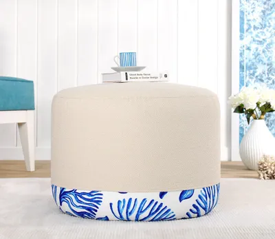 Zdjęcie produktu dla Hanah Home, Lagone 8850, pufa, 50% bawełna / 50% len, wielokolorowa, 54 x 54 x 39 cm