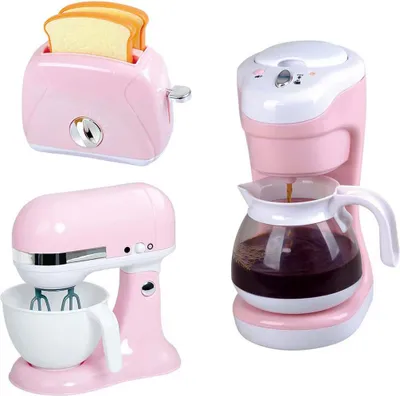 Obrázek produktu pro Mixér do kuchyně Playgo – kávovar a toustovač v růžové barvě – 7 kusů.