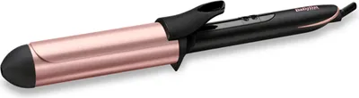 A professional studio shot of a curling iron against a white background.