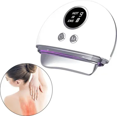 Produktbild von ems gesichts guasha massager, elektrische lymphbürste, rot/blau/grün lichttherapie, 4 modi, 9 intensitätsstufen, anti-aging, hautstraffung