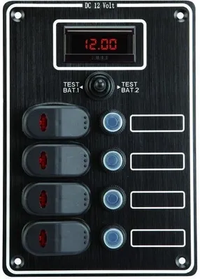 Produktbild von allpa spritzwasserdicht Schalttafel 12V  mit autofuse und digitale Voltanzeige für 2 Batterien