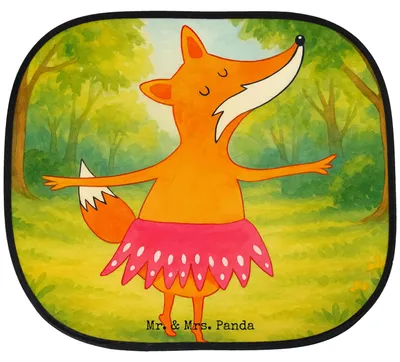 Produktbild von Mr. & Mrs. Panda Sonnenschutz Auto Fuchs Ballerina Design - Weiß - Geschenk, Seitlicher, Ballett, Einladung, Sonnenblende, für, Fürs, Geburtstag