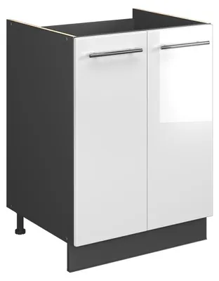 Image de Meuble bas sous-évier Vicco Fame-Line Blanc Haute brillance/Anthracite 60cm, Model 65280
