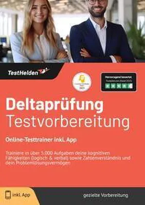 Produktbild von Deltaprüfung Testvorbereitung Online-Testtrainer inkl. App - Trainiere in über 5.000 Aufgaben deine kognitiven Fähigkeiten (logisch & verbal) sowie Zahlenverständnis und dein Problemlösungsvermögen