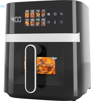 Produktbild von Heißluftfritteuse - 5,5 L - 1500 W - Sichtfenster - Touchscreen - 8 Voreinstellungen - EU-Stecker - Schwarz