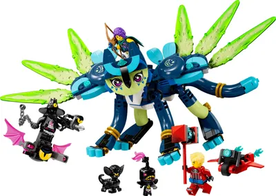 Zdjęcie produktu dla LEGO DREAMZzz Zoey i sowokot Zian, zabawka dla 9-latki, dla dziewczynki i chłopca, zestaw mitycznych stworzeń i zwierząt, minifigurki Coopera i Nocnego Łowcy, prezent urodzinowy dla dziecka, 71476