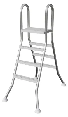 Produktbild von QEENTOE 3-stufige Poolleiter Edelstahl 304, silberne Einstiegsleiter für freistehende & teileingelassene Aufstellbecken, bis 150 kg belastbar, rutschfeste Sicherheitsleiter