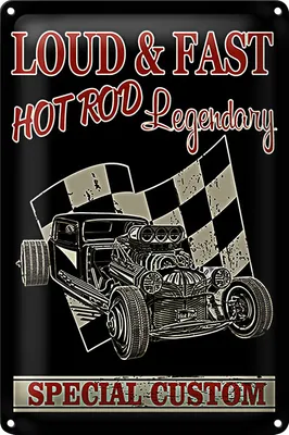 Produktbild von Blechschild Auto 18x12cm loud & fast hot rod legendary