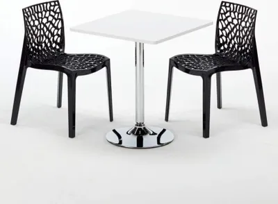 Produktbild von Weiß Quadratisch Tisch und 2 Stühle Farbiges Polypropylen-Innenmastenset Grand Soleil Gruvyer Cocktail - Schwarz