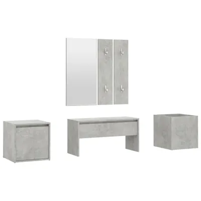 Image de vidaXL Ensemble de vestiaires gris béton bois composite