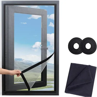Image de Moustiquaire pour fenêtre, 80x120 cm, protection contre les insectes, moustiquaire en polyester, découpe possible sans perçage