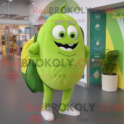 Obrázek produktu pro Postava REDBROKOLY maskota Lime Green Squash oblečená do mikiny a tašek Messenger