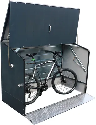 Produktbild von Trimetals Metallgerätehaus Fahrradbox mit klappbarer Einfahrtsrampe für bis zu 3 Fahrrädern, anthrazit