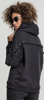 Produktbild von Urban Classics Damen Hoodie Ladies Laced-Up Hoody Black-XS
