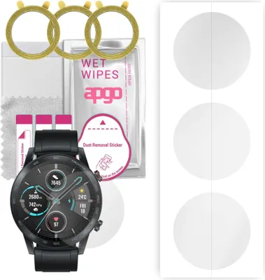 Produktbild von apgo 3 Stück Schutzfolie, klar, kompatibel mit Honor Magic Watch 2 46mm Smartwatch, Hydrogel Displayschutzfolie mit Positionierhilfe, Displayfolie, robust und kratzfest