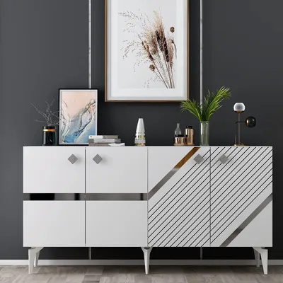 Immagine prodotto di Skye Decor, Iris - Bianco, Argento, Consolle, Bianco, 100% PANNELLI DI PARTICELLE RIVESTITI IN MELAMMINA, 150 x 79 x 40 cm
