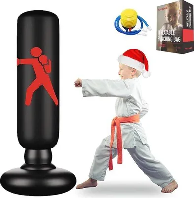 Produktbild von Famanu Standboxsack für Kinder - Aufblasbare Boxsäcke für Karate, MMA und Fitness (61 Zoll)
