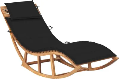 Image de Chaise longue à bascule The Living Store avec coussin, en teck massif
