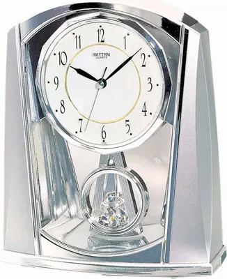 Produktbild von Rhythm 7772/19 Tischuhr Quarz mit Slow-Motion-Pendel, silberfarben