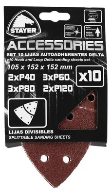 Zdjęcie produktu dla Papier ścierny do DELTA 150, 105 x 152 x 152 mm - ziarnistość 40-120, 10 sztuk, STAYER