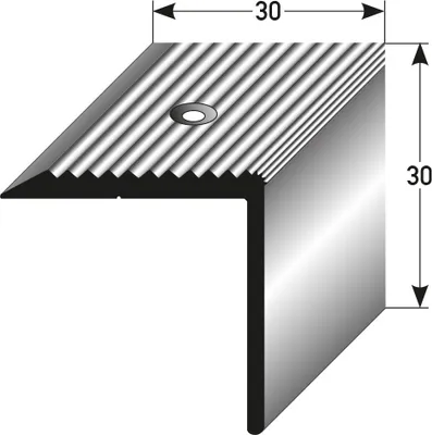 Produktbild von PROVISTON Treppenkante | 30 x 30 x 2000 mm | Treppenkantenprofil Treppenwinkel Winkelprofil Kombiwinkel Aluminium eloxiert Silbermetallic Gebohrt
