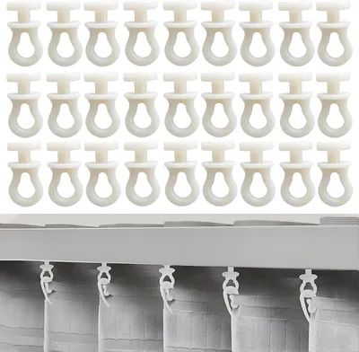 Imagen del producto de Ganchos de plástico para cortinas, 100 unidades, para rieles de cortina y cortinas de ducha