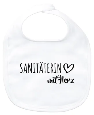 Produktbild von Huuraa Baby Lätzchen Sanitäterin mit Herz White Klettverschluss  Baumwolle Latz Geschenkidee