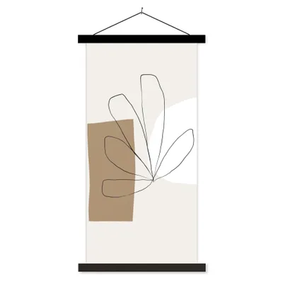 Produktbild von MuchoWow® Textilposter Blumen - Minimalismus - Pastell 60x120 cm mit schwarzem Rahmen - Magnete