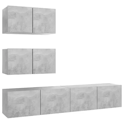 Produktbild von vidaXL 4-tlg. TV-Schrank-Set Betongrau Holzwerkstoff