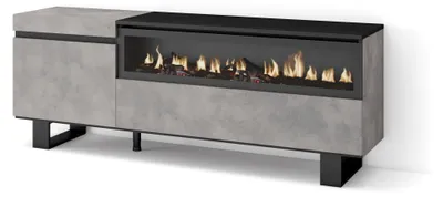 TV-Lowboard mit LED-Kamin, 150x57x35cm, für TVs bis 65"