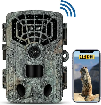 Obrázek produktu pro 4K 32MP WiFi kamera pro pozorování divoké zvěře, noční vidění, vodotěsné ovládání aplikace, lovecká kamera pro lov a pozorování divoké zvěře, šedá barva