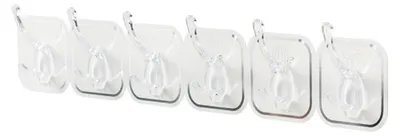 Produktbild von 6 Stück Acryl-Klebehaken, Wandhalterung, spurlos, ohne Bohren, starke Tragfähigkeit für Küche, Badezimmer, Weiß
