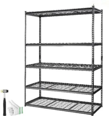 Image de Bureau PRO – Étagère métallique – Étagère pour charges lourdes – 5 niveaux – Noir – 152 × 61 × 198 cm
