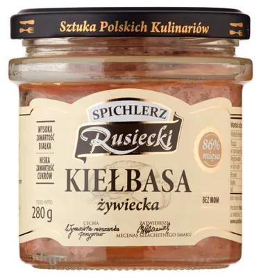 Produktbild von Spichlerz Rusiecki Kiełbasa żywiecka Schweinefleischkonserve 280 g