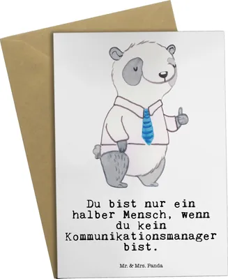 Produktbild von Mr. & Mrs. Panda Glückwunschkarte Kommunikationsmanager Herz - Weiß - Geschenk, Studium, weihnachtskarten, Lustig, Spruch, dankeskarten, Witzig, glückwunschkarten