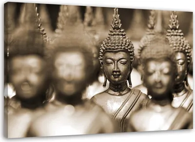 Produktbild von Leinwandbild buddha in einer menschenmenge 90x60 cm Feeby beige wandbild bereit zum aufhängen