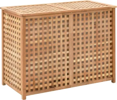 Image de vidaXL Panier à linge 87,5×46×67 cm Noyer massif