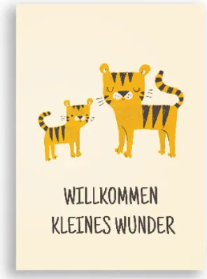 Produktbild von Friendly Fox Geburtskarte "kleiner Tiger", 1x Karte zur Geburt Baby, Klappkarte Baby Geburt, Willkommen kleines Wunder