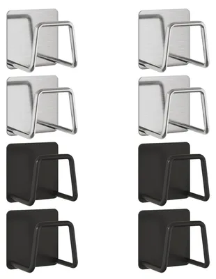 8 Edelstahl-Schwammhalter, bohrfrei, 4,9 cm, schwarz/silber