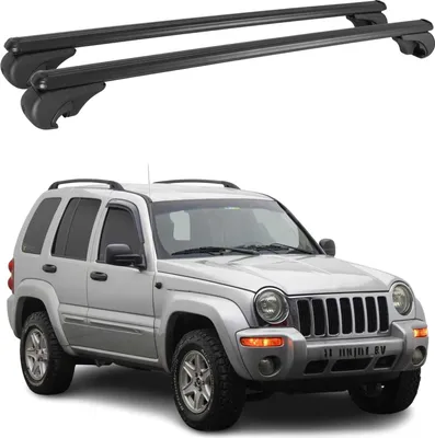 Image de Barres de toit Transversales pour Jeep Cherokee 2001-2007 Aluminium Noir