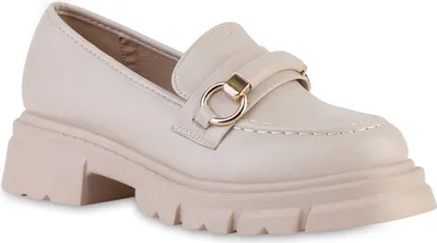 Produktbild von VAN HILL Damen Plateauschuhe Halbschuhe Slippers Profil-Sohle Schuhe 841543, Farbe: Nude, Größe: 38