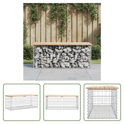 Produktbild von The Living Store Gartenbank aus Gabionen 103x44x42 cm Massivholz Kiefer