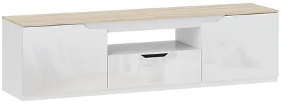 Produktbild von TV-Lowboard, Hochglanz, für Fernseher bis 65'', 3 Fächer, Schublade, 160 x 38 x 43 cm, Naturholz