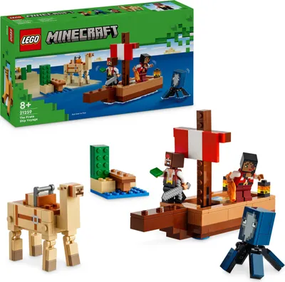 Produktbild von LEGO Minecraft Die Piratenschiffreise, Spielzeug-Schiff mit Piratenfiguren, Tintenfisch und Kamel, Bauspielzeug für Rollenspiele, Geschenk für Jungen und Mädchen ab 8 Jahren 21259